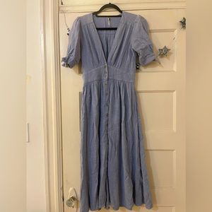 Free people light blue dress with tied cap sleeves